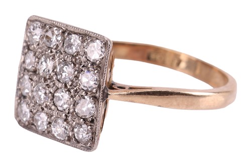 Lot 12 - A diamond-set plaque ring, sixteen...