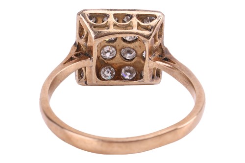Lot 12 - A diamond-set plaque ring, sixteen...