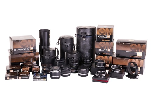 Lot 147 - A large collection of Olympus OM System camera...