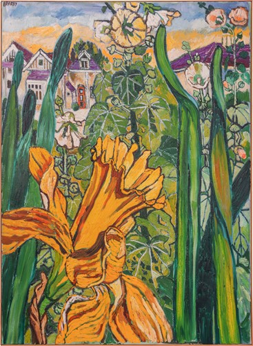 Lot 76 - John Bratby (1928-1992) Holly Hock and...