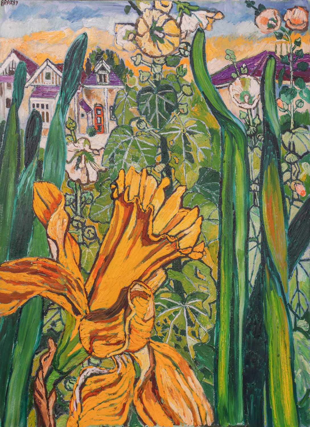 Lot 76 - John Bratby (1928-1992) Holly Hock and...