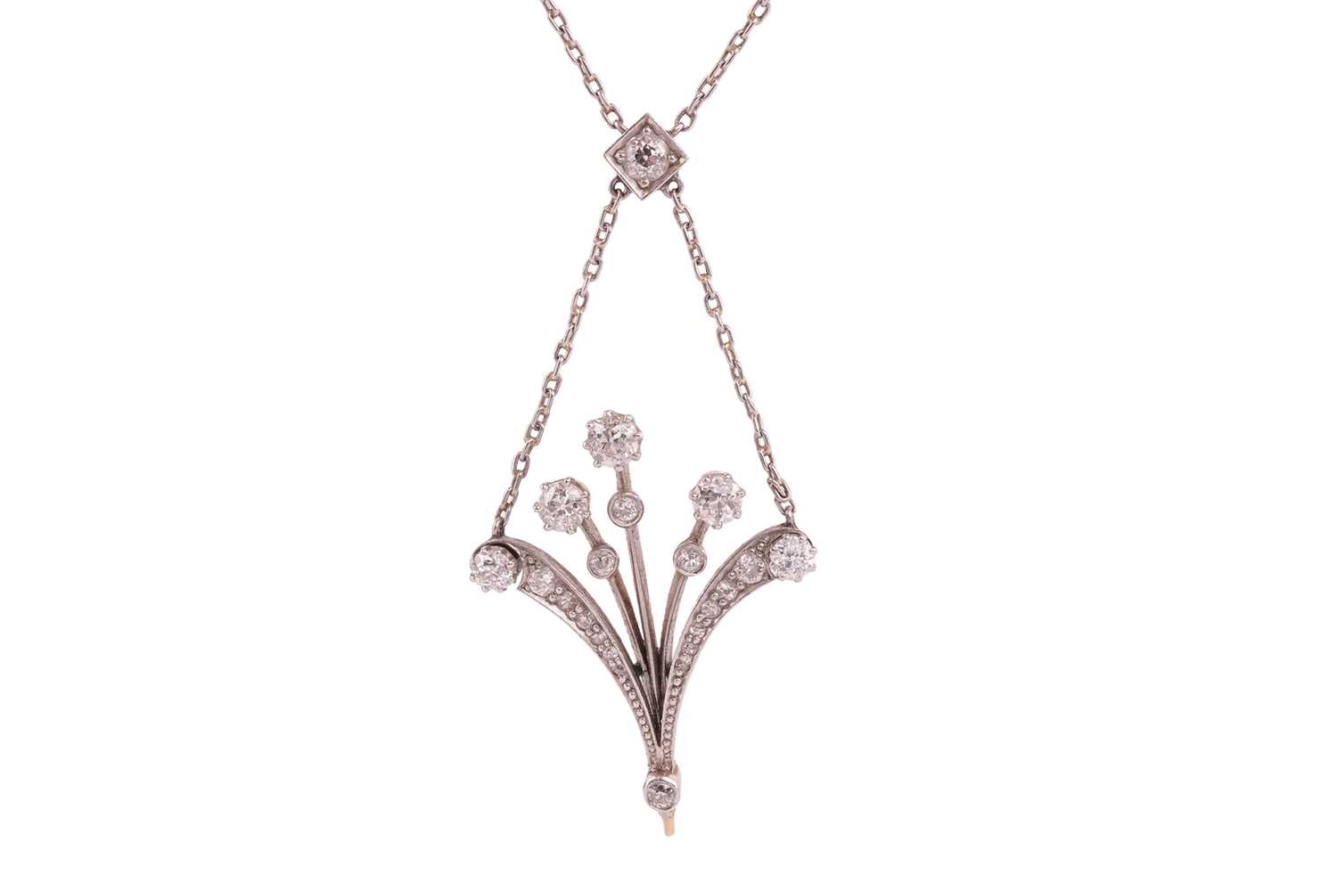 Lot 122 - An Edwardian diamond-set lavalier necklace, of...