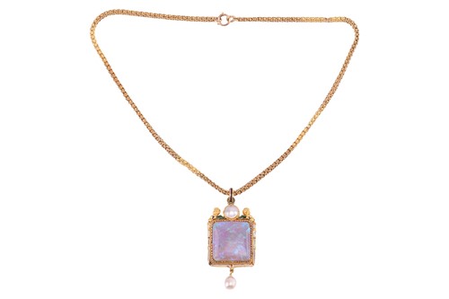 Lot 220 - A late Victorian opal, pearl and enamel...