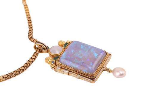 Lot 220 - A late Victorian opal, pearl and enamel...