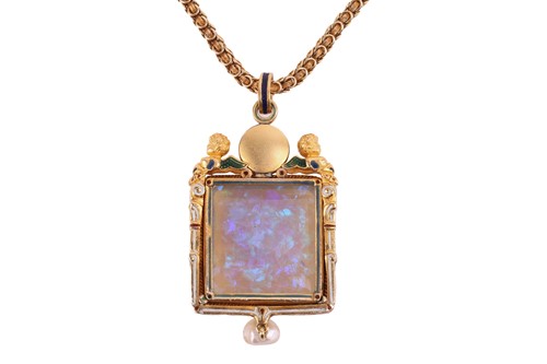 Lot 220 - A late Victorian opal, pearl and enamel...