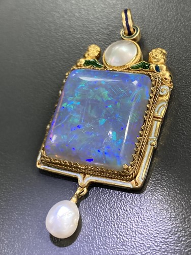 Lot 220 - A late Victorian opal, pearl and enamel...