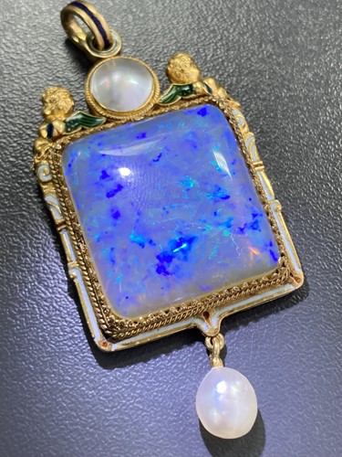 Lot 220 - A late Victorian opal, pearl and enamel...