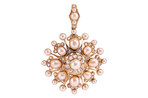 Lot 23 - An Edwardian pearl and diamond star...