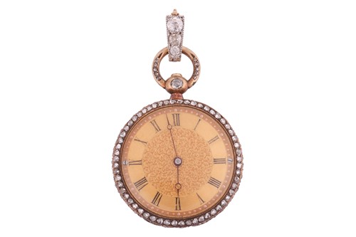 Lot 290 - A lady's diamond-set pocket watch, the 23mm...