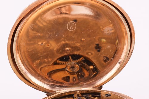 Lot 285 - A half hunter pocket watch, to an Albert chain,...