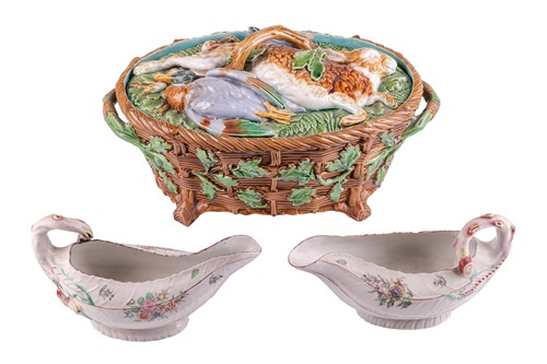 Lot 143 - A Mintons majolica game-pie dish, 19th century,...