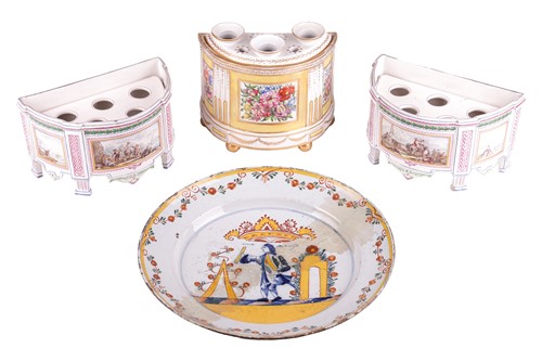 Lot 139 - A pair of 18th century French painted faience...