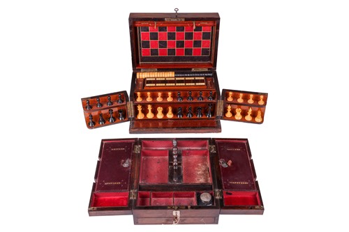 Lot 191 - A Victorian rosewood games compendium, with...