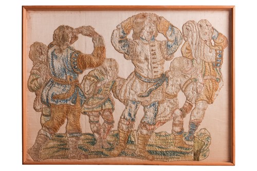 Lot 129 - A 17th century Flemish silk tapestry fragment,...