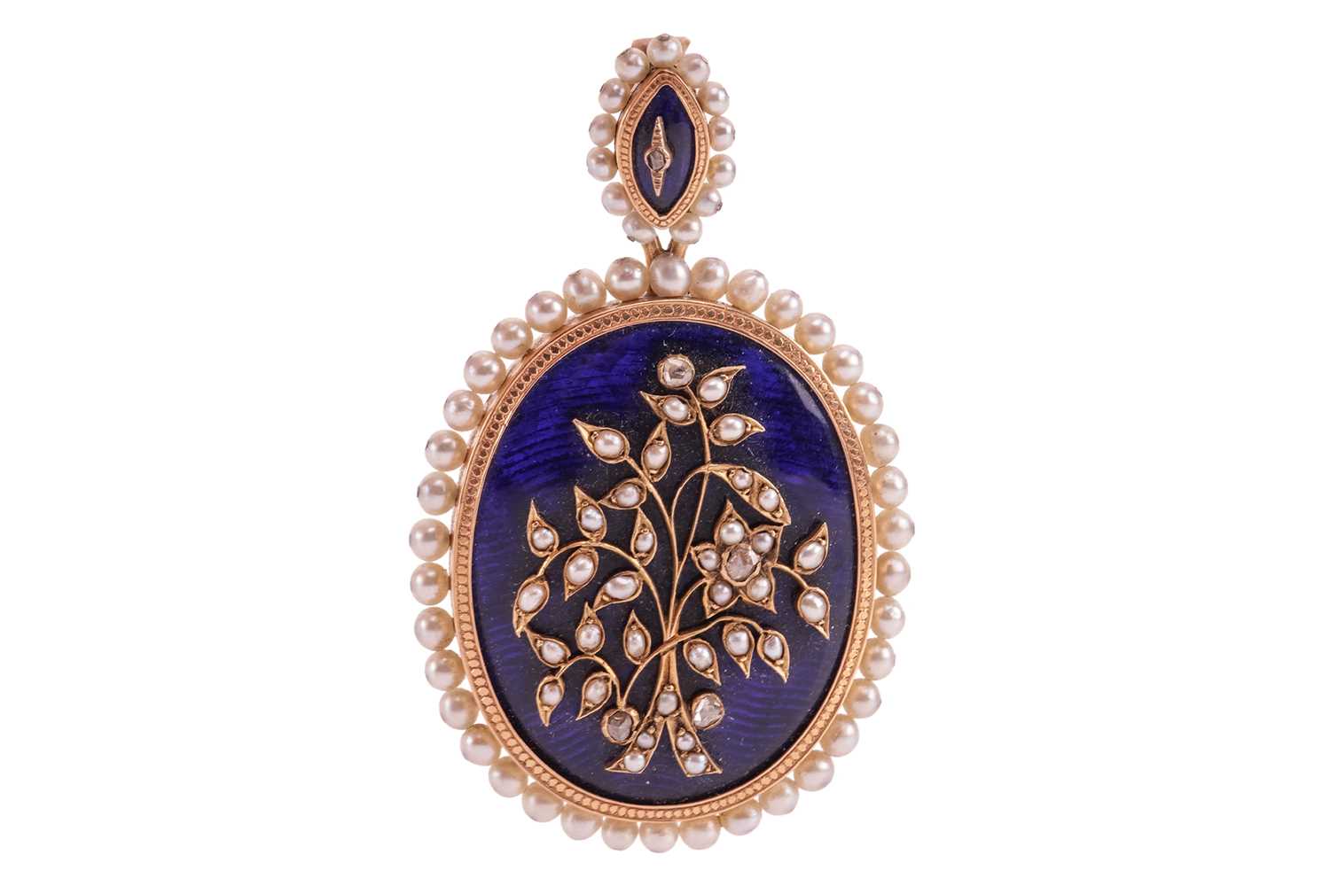 Lot 137 - A late Victorian enamel, seed pearl and...