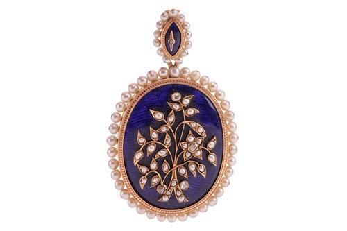 Lot 137 - A late Victorian enamel, seed pearl and...