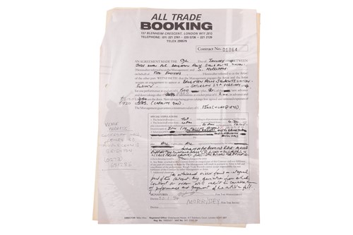 Lot The Smiths: the original live booking contract...