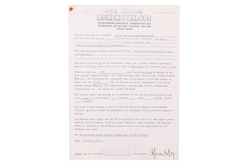 Lot The Smiths: an original contract for the...