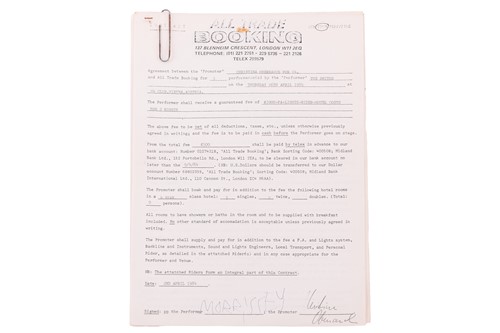 Lot The Smiths: an original contract for the...