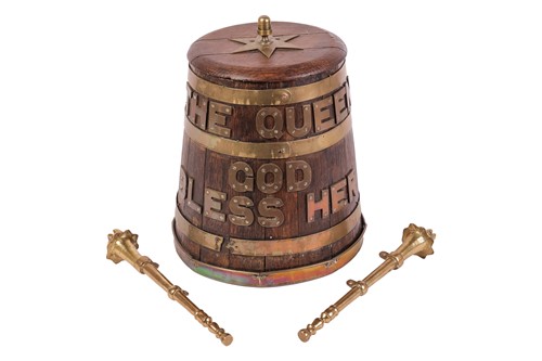 Lot 179 - A Victorian Royal Navy Coopered oak rum mixing...