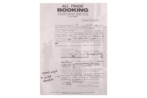 Lot The Smiths: the original live booking contract...