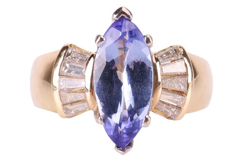 Lot 165 - A tanzanite and diamond dress ring; the...