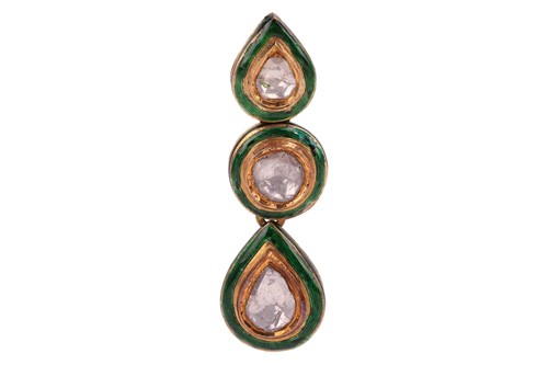 Lot 212 - An Indian diamond-set fringe necklace and...