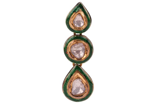 Lot 212 - An Indian diamond-set fringe necklace and...