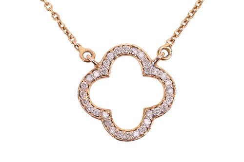 Lot 97 - A diamond-set floral necklace, round brilliant-...