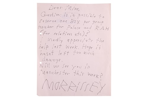 Lot The Smiths: a handwritten and signed letter...