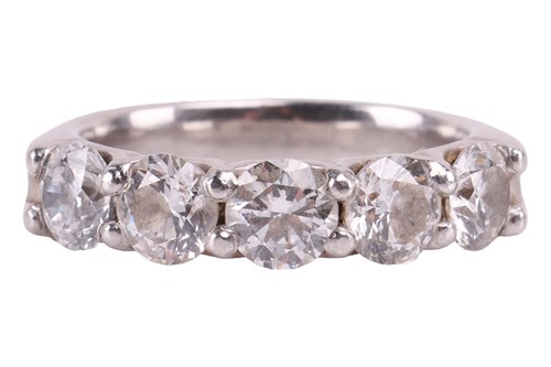 Lot 128 - A diamond five-stone ring, with an estimated...