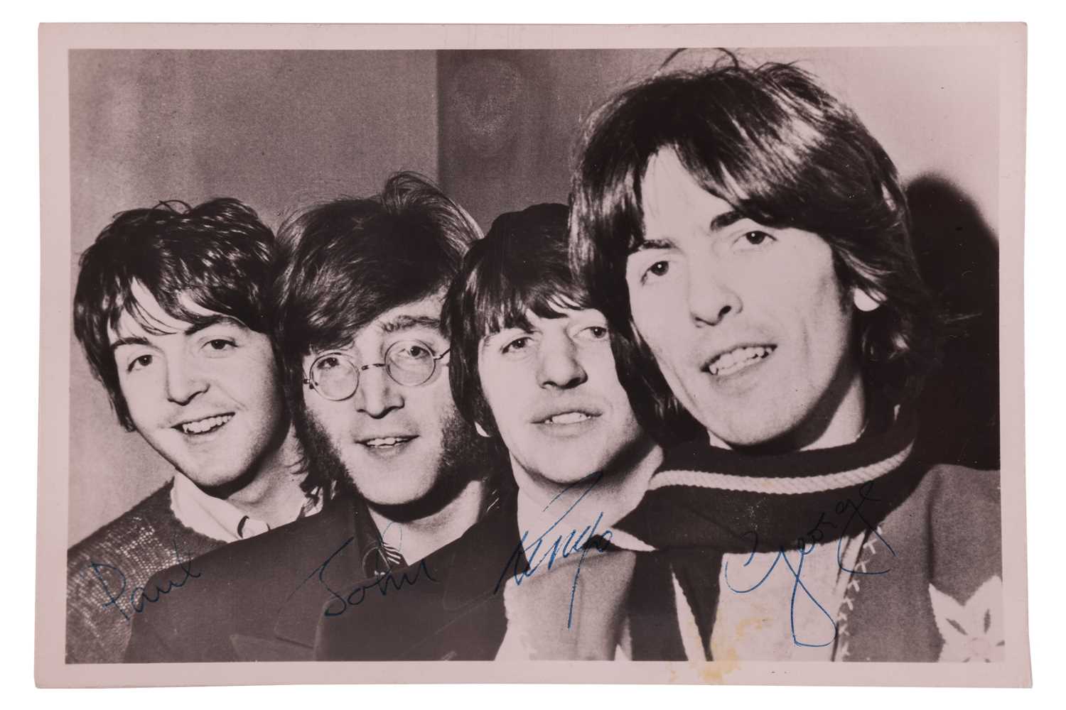 Lot 84 - The Beatles: Signed autopen black and white...
