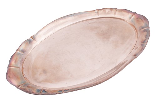 Lot 333 - A large German tray, of oval form with a petal...