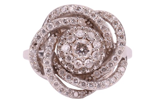 Lot 160 - A diamond-set dress ring, of a swirl...