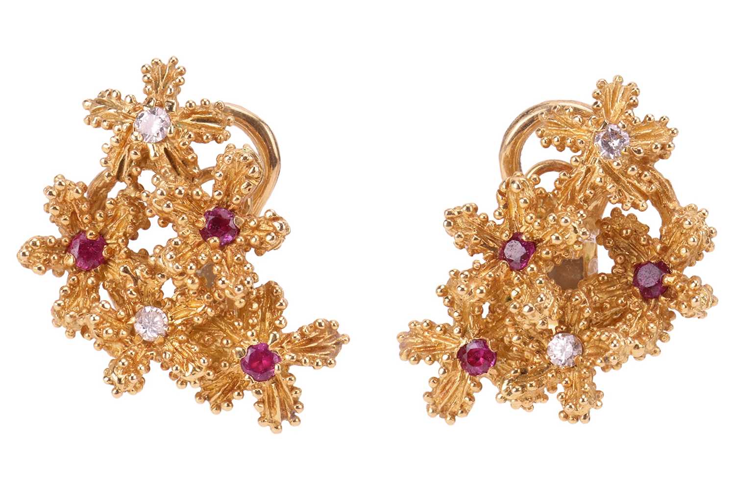 Lot 219 - Kutchinsky - a pair of floral clip-on earrings...