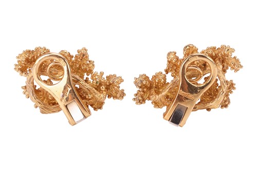 Lot 219 - Kutchinsky - a pair of floral clip-on earrings...