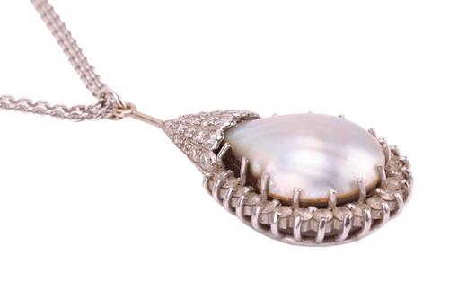 Lot 57 - A mabé pearl pendant, the pear-shaped pendant...