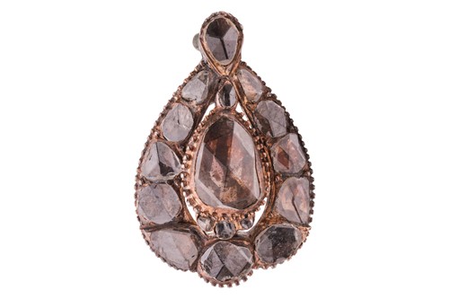 Lot 177 - A diamond-set brooch, of teardrop shape,...