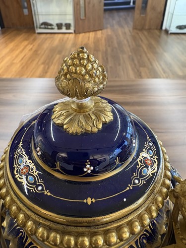 Lot 122 - A pair of Sevres style, ormolu mounted French...