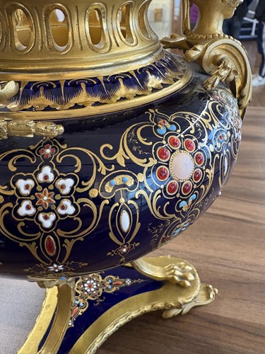 Lot 122 - A pair of Sevres style, ormolu mounted French...