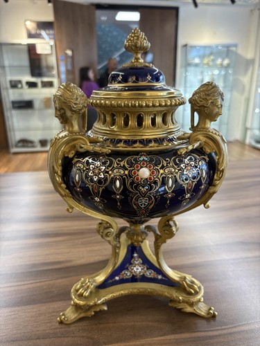 Lot 122 - A pair of Sevres style, ormolu mounted French...