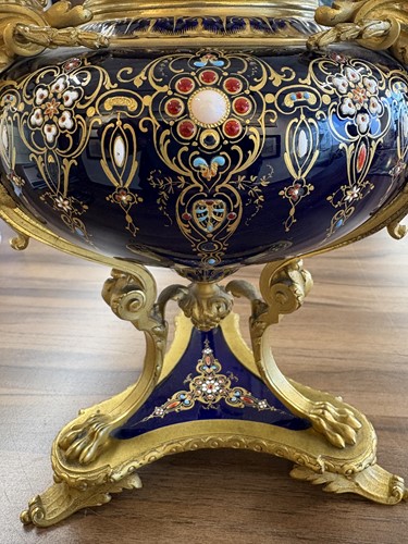 Lot 122 - A pair of Sevres style, ormolu mounted French...