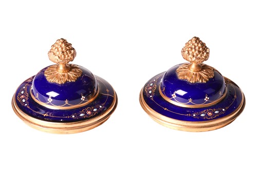 Lot 122 - A pair of Sevres style, ormolu mounted French...