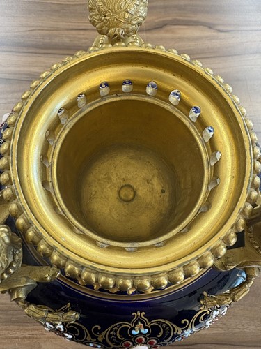 Lot 122 - A pair of Sevres style, ormolu mounted French...