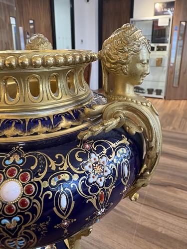 Lot 122 - A pair of Sevres style, ormolu mounted French...