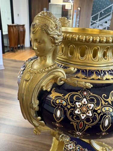 Lot 122 - A pair of Sevres style, ormolu mounted French...