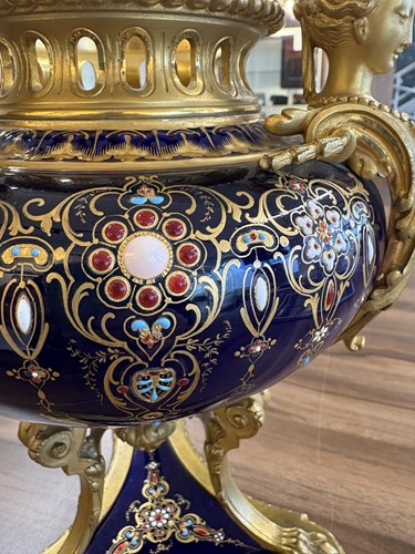 Lot 122 - A pair of Sevres style, ormolu mounted French...