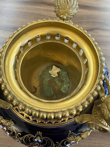 Lot 122 - A pair of Sevres style, ormolu mounted French...