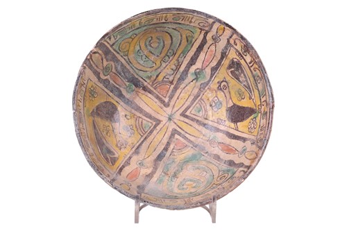 Lot 41 - A Nishapur polychromic circular pottery bowl,...