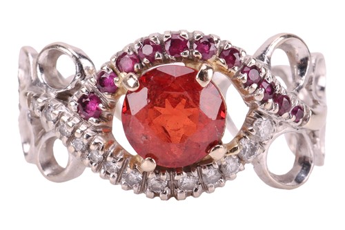 Lot 197 - A gem-set dress ring, the navette-shaped ring...